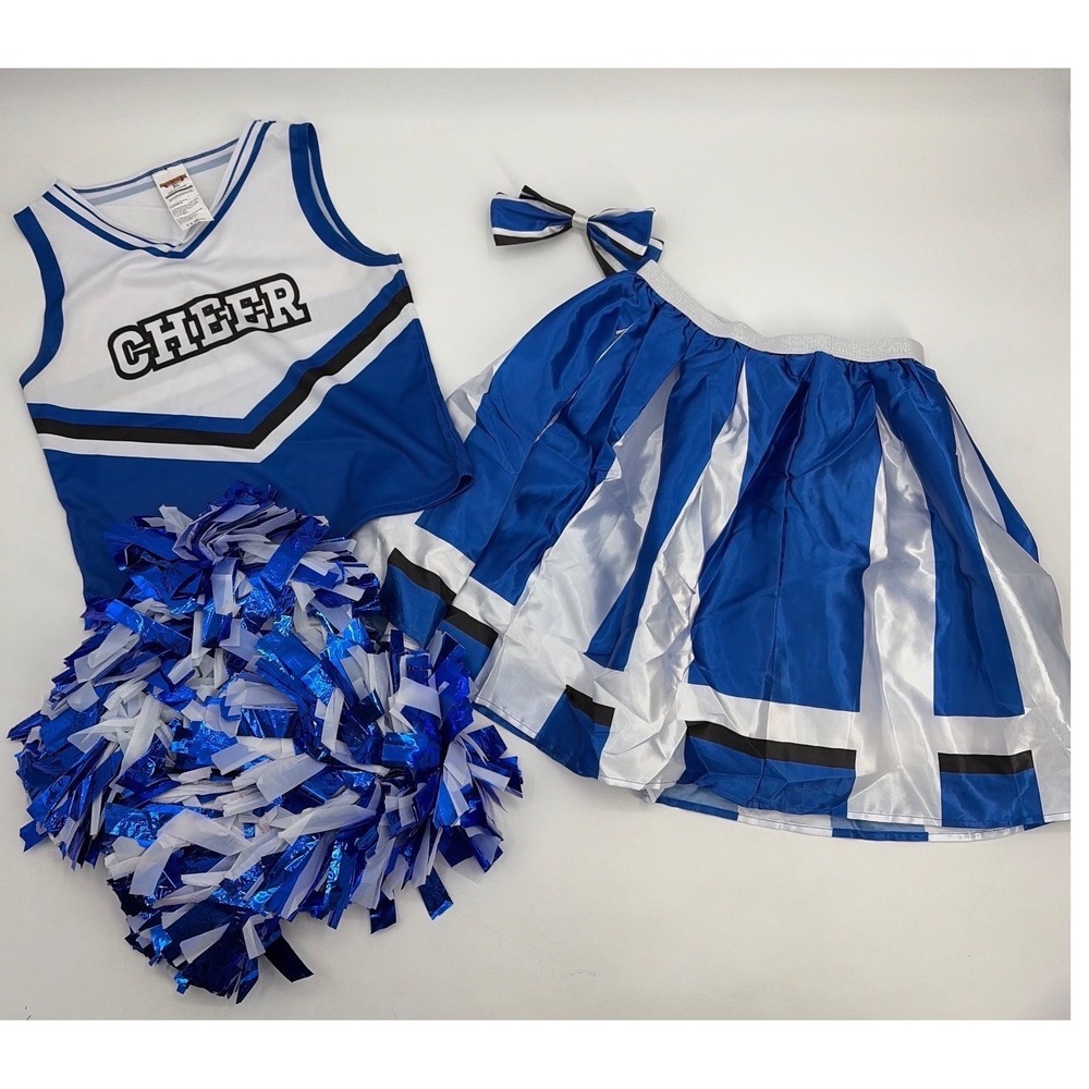 Spooktacular Creations Girls Blue White Cheerleader Costume Set XL 12-14 NWOT